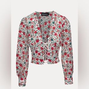 Realisation Par The Bennie silk top in White Batik Floral